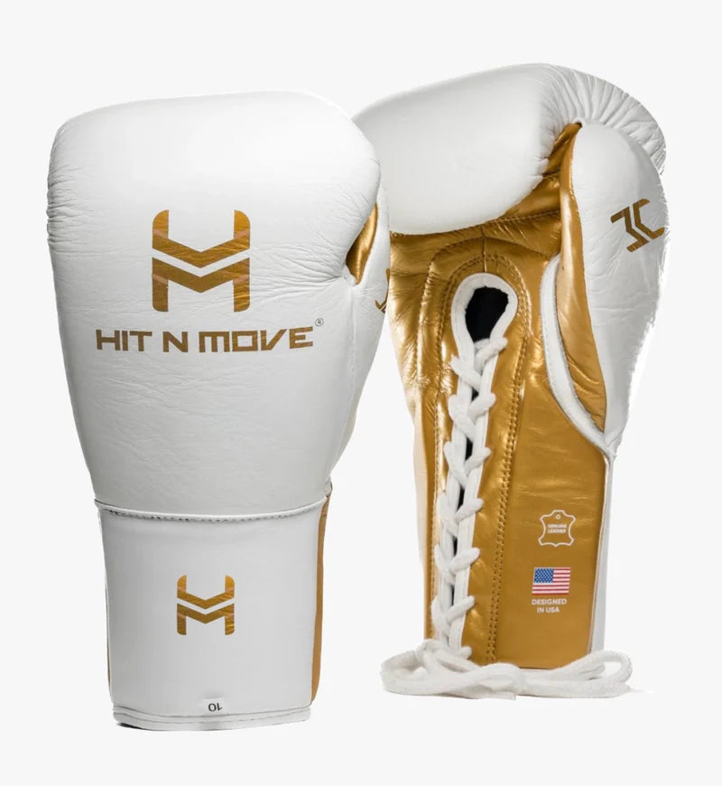 Guantes de cintas Hit N Move ALL DAY Pro (Hibrido), Blanco/Dorado