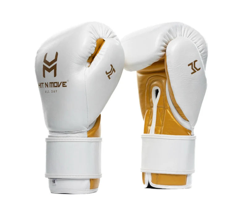 Guantes de velcro Hit N Move ALL DAY Pro (Hibrido), Blanco/Dorado