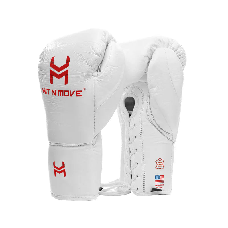 Guantes PRO de pelea Hit N Move, Blanco/Rojo