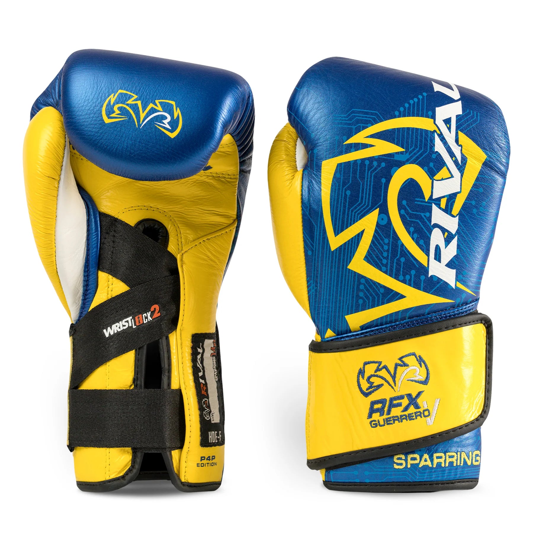 Guantes Rival RFX-Guerrero P4P Velcro, Azul/Amarillo
