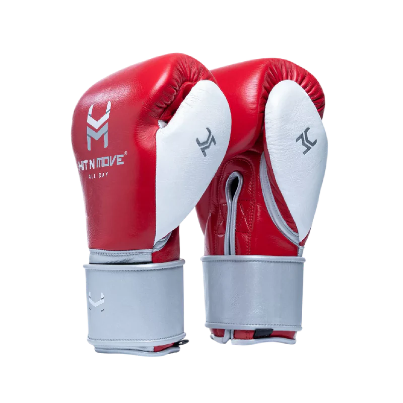 Guantes de velcro Hit N Move ALL DAY Pro (Hibrido), Rojo/Plata/Blanco
